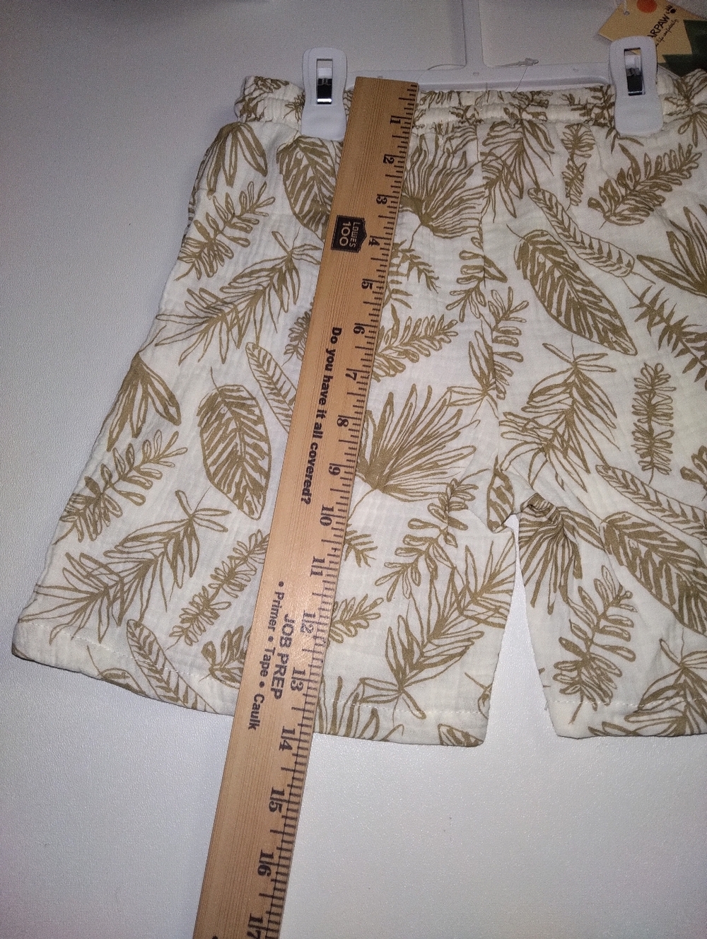BearPaw Kids Leaf-Print  Shirt Short Set W/ Bucket Hat Beige Cream Size 5/6 New - Picture 7 of 8